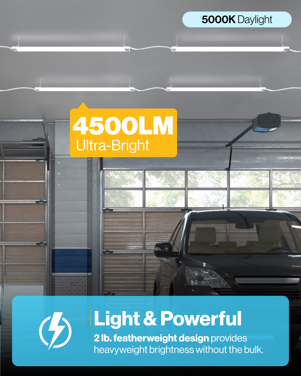 Sunco Lighting Shop Lights LED 4ft Plug in Workshop Garage Fixture 4500 lm