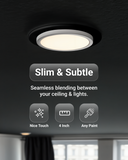This trim overlay easily slips onto the back of your recessed light or retrofit light. It fits between the trim of your light and the ceiling drywall to hide unsightly gaps.