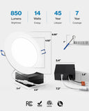 Recessed LED Lighting, 6 Inch, Slim, Wafer Thin, Smooth Trim, 850 Lumens