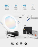Recessed LED Lighting, 6 Inch, Slim, Selectable CCT, 850 Lumens
