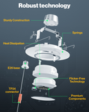 Recessed LED Retrofit Lighting, 5/6 Inch, Gimbal, 800 Lumens, Off White Trim, Selectable CCT