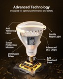 Lower your energy consumption instantly (up to 85%) by converting to LED. The BR30 bulb offers a longer lifetime than traditional bulbs (halogen, incandescent, fluorescent) and reduced relamping costs.