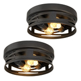 Arcadia Industrial Ceiling Light with A19 Filament Bulbs, Black, 1600 Lumens