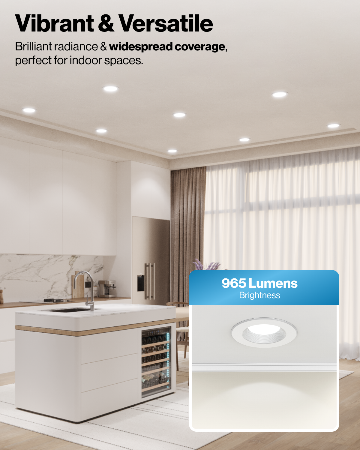 Recessed LED Retrofit Lighting, 5/6 Inch, Baffle, Selectable CCT, 965 Lumens