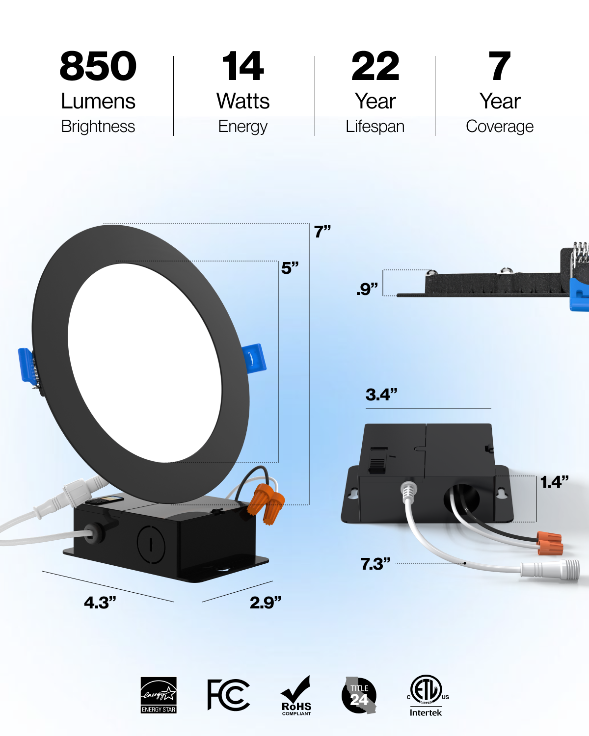 Led 6in Insert LED Recessed Lighting Kit, 6-Inch, Slim | LED LIGHTING | SUNCO – Sunco ...