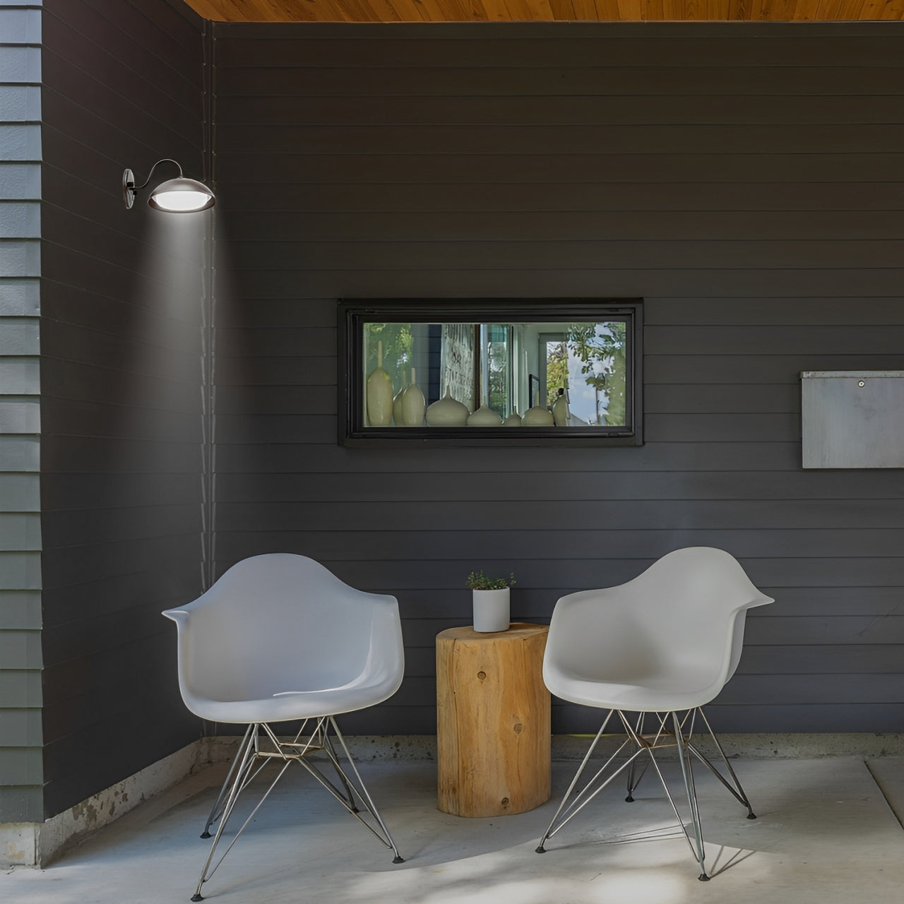 LED Gooseneck Wall Sconce, Dusk to Dawn, 12W, 1000 Lumens