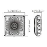 Front and Side View canopy light fixture's dimension