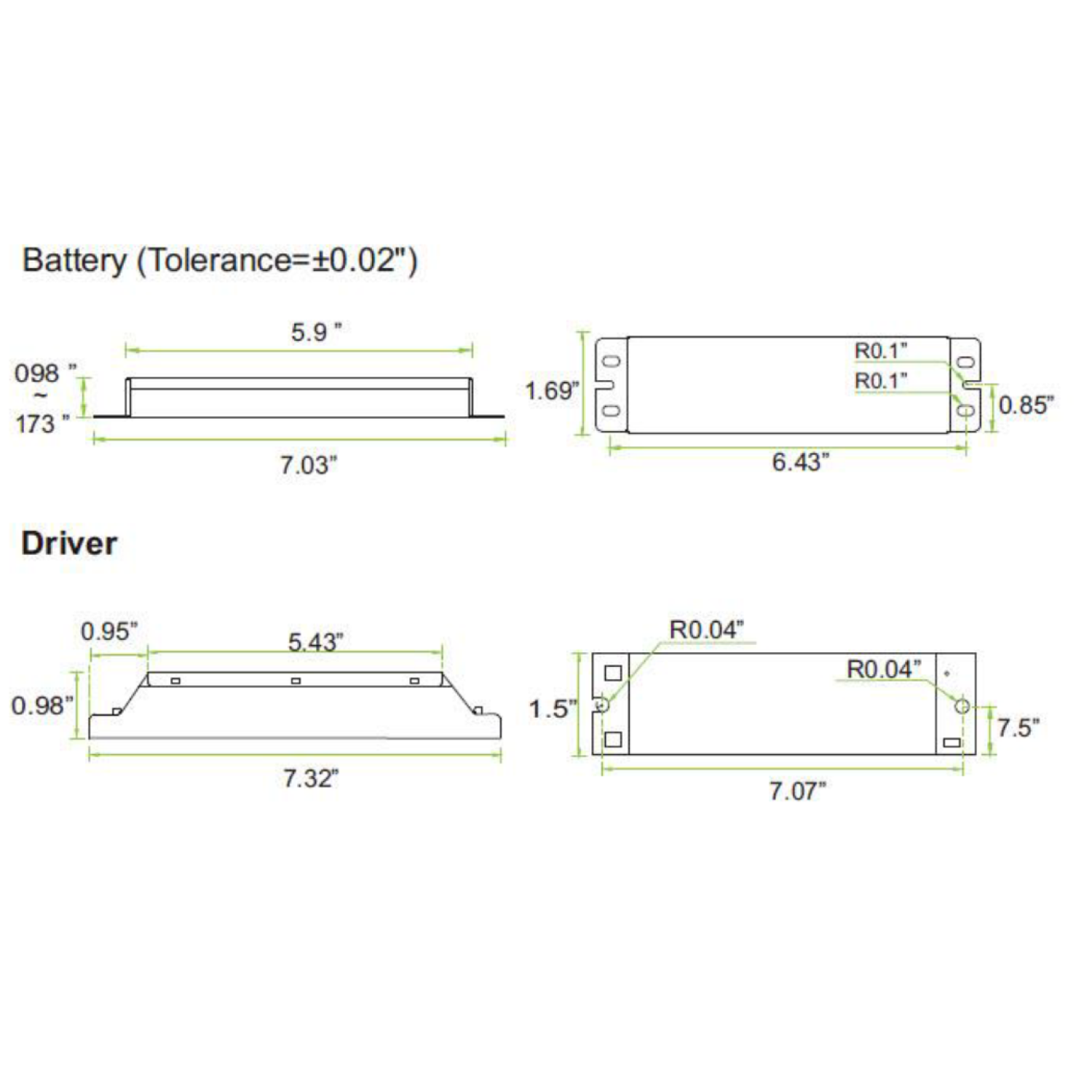 Emergency Battery, 15W/90 Min, LED Vapor Tight Fixtures