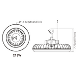 UFO High Bay LED Fixture, 95W/135W/160W/215W, Selectable Wattage & CCT, 30500 Lumens