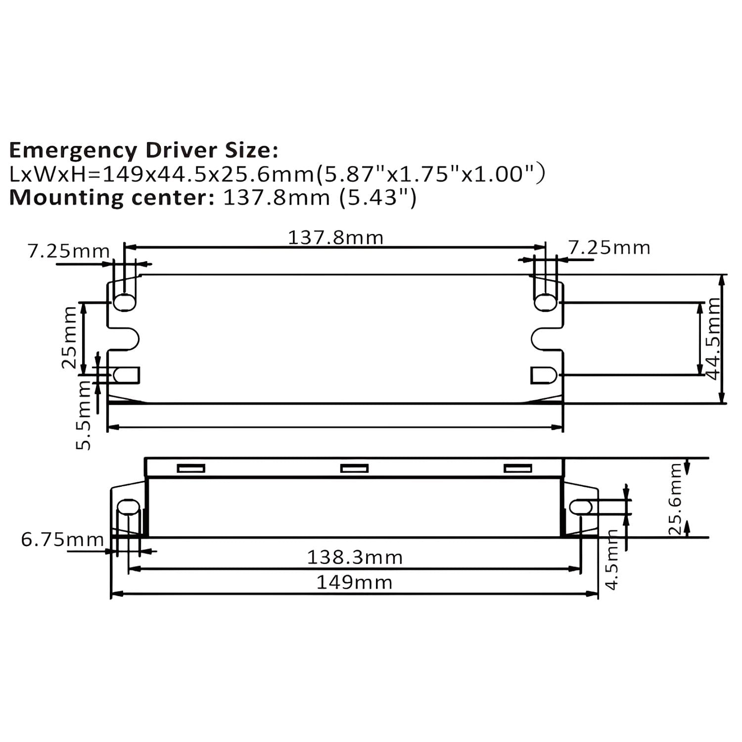 Dimension of Emergency Driver for led wall pack fixture or led wallpack fixtures