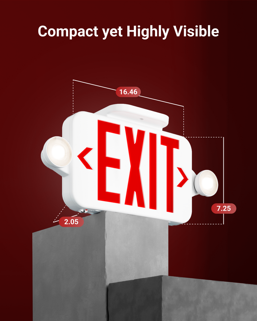 Rounded Exit Sign 2 Round Head LED Exit Sign (Red) – Sunco Lighting