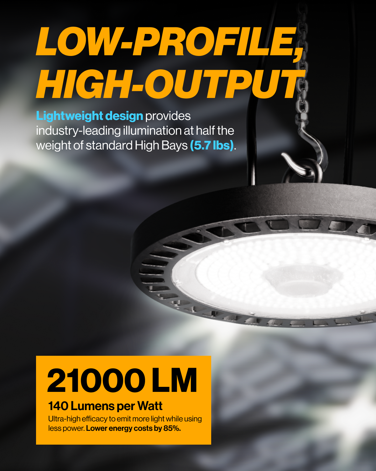 UFO High Bay 150W LED Fixture, 21000 Lumens