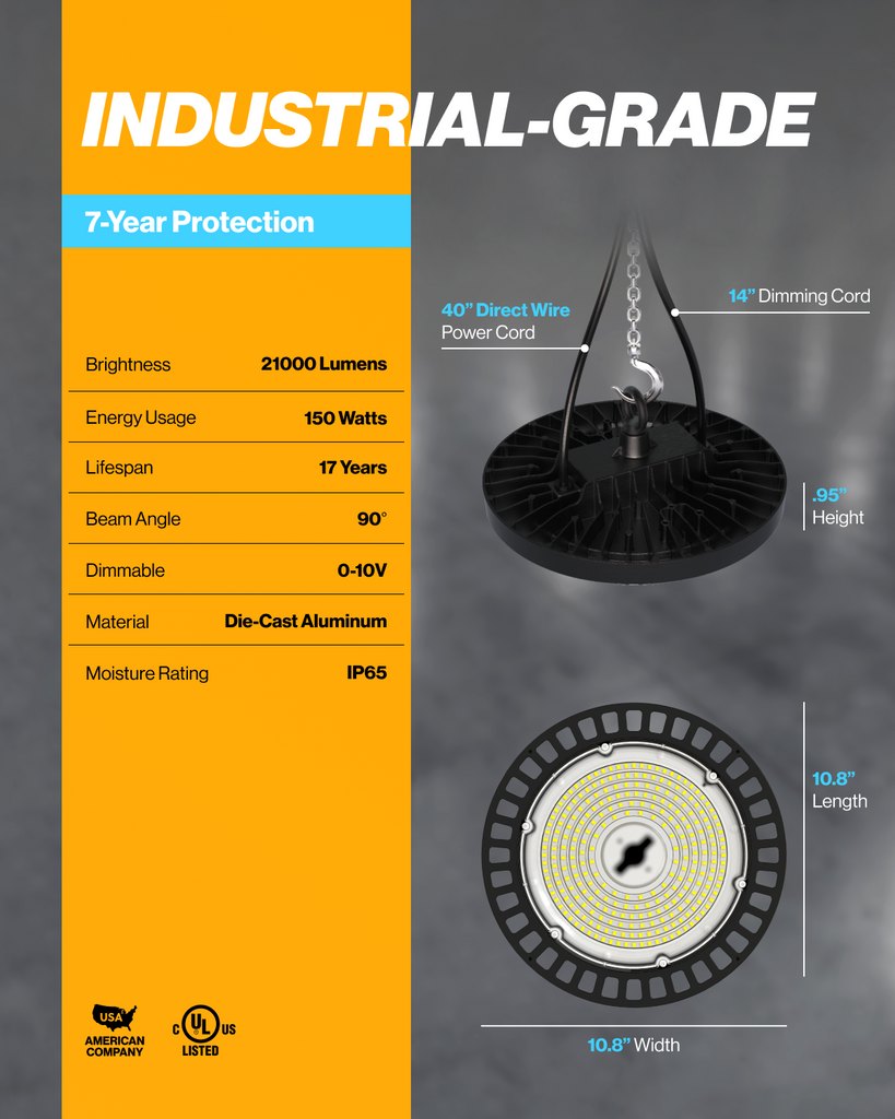 thumbnail image 2 of 150W LED High Bay Light Fixture - Industrial Commercial Warehouse Lighting 2 of 11