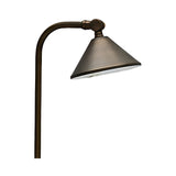 Brass Landscape Pathway Light, Smooth Hooded, Low Voltage, Plastic Spike Included