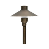 Brass Landscape Pathway Light, Smooth Small Hooded, Low Voltage, Plastic Spike Included