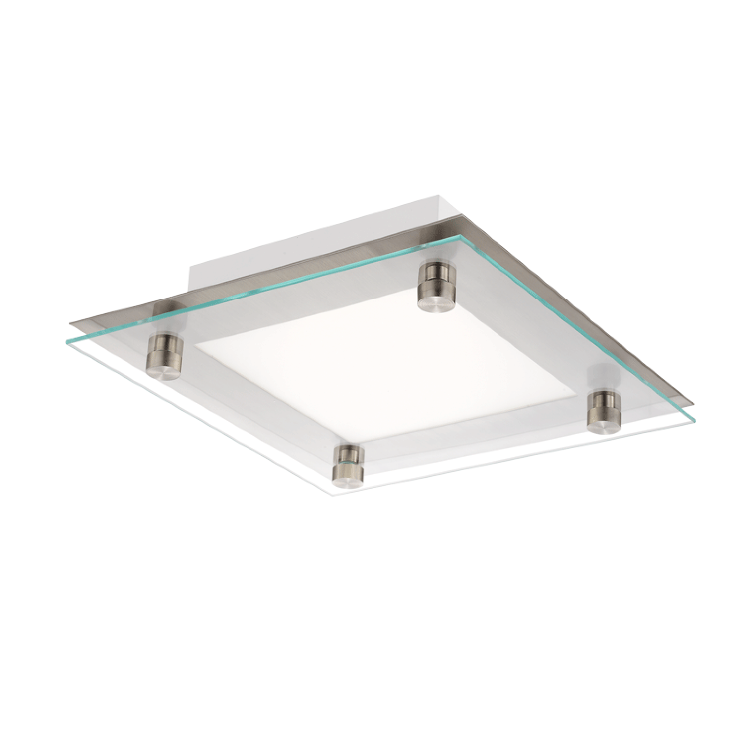 13 Inch Square LED Satin Nickel Ceiling Light Surface Mount 1700 Lumens
