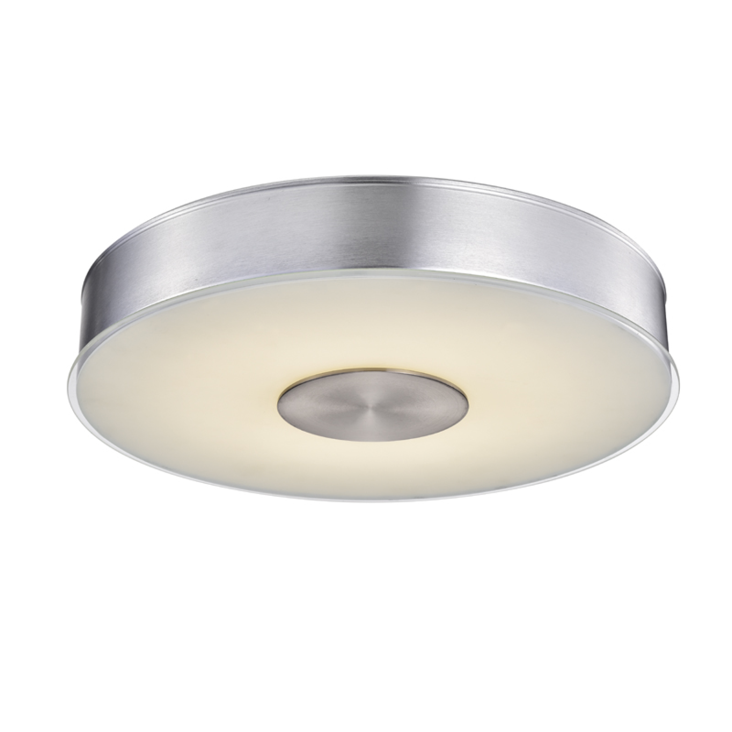 Round LED Brushed Aluminum Ceiling Light, Fusion, Surface Mount, 120-277V, 2600 Lumens