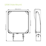 LED Flood Light, Yoke Mount, Dark Bronze, 120W, 18000 Lumens