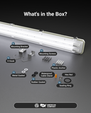 Comes with surface mount kit, V-hooks, and waterproof joint.