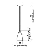 Modern Farmhouse Pendant Light Fixture - 9W - 900 Lumens - Satin Nickel Finish with Glass Shade - 1-Light Industrial Hanging Light Fixture for Kitchen Home Island Dining Room Bedroom Farmhouse Dimension