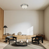 15" Satin Nickel & Frosted Glass Round LED Ceiling Light, 1018D Series
