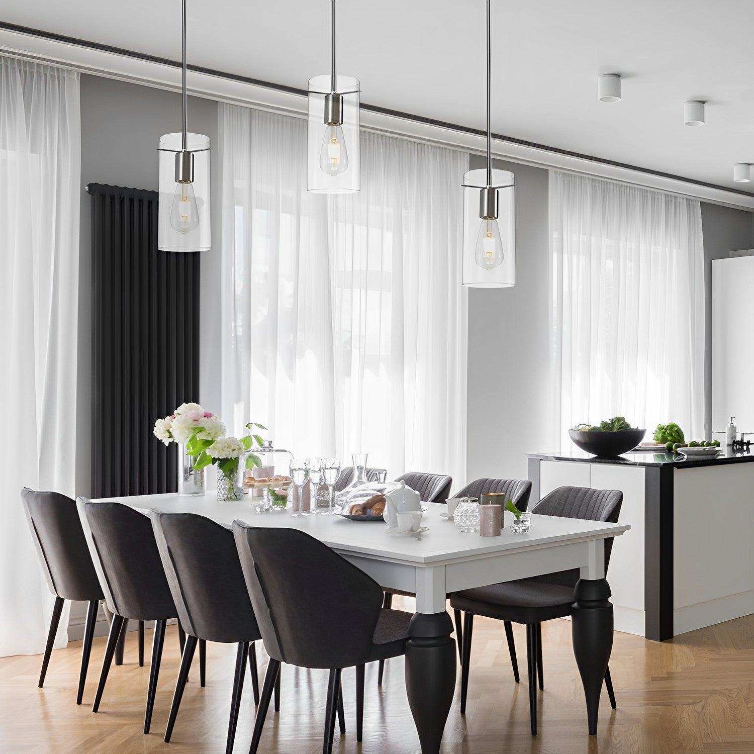 4 3/4" Satin Nickel & Clear Glass LED Mini Pendant Light, P117 Series