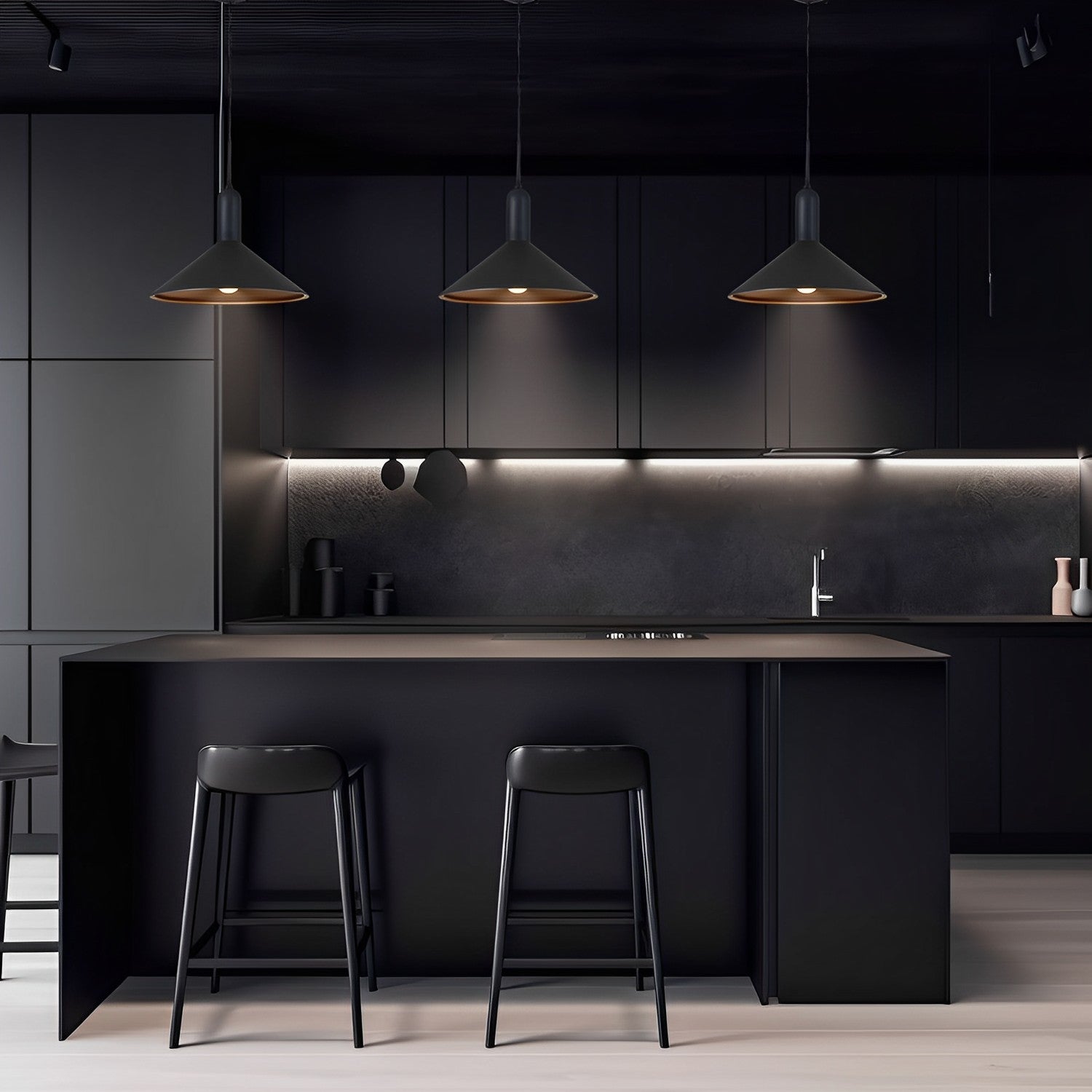 13 3/4" Black Cone LED Mini Pendant Light, P209D Series
