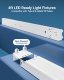 The fixture is compatible with both single-end and double-end direct wire lamps, providing flexibility in lamp selection.