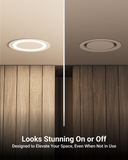 Even when the fixture is turned off, it seamlessly blends in with the ceiling.