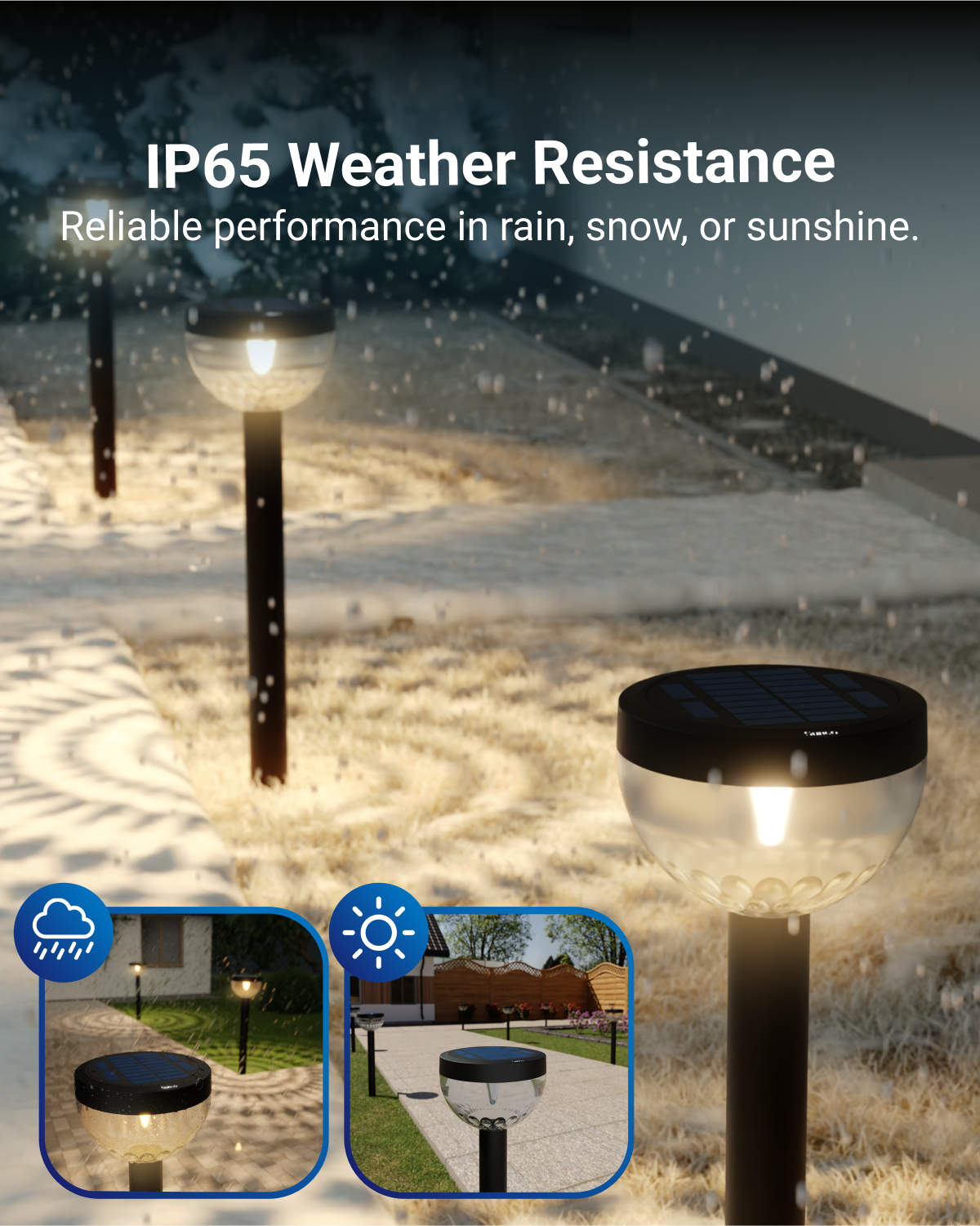Solar Garden LED Path Lights, Round, Bloom, Dusk to Dawn Photocell ...