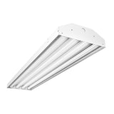 The 4ft LED Ready High Bay Light Fixture features a prismatic lens for low-glare illumination, non-shunted sockets, and dual-end pre-wiring for optimal lighting performance.