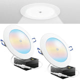 Recessed LED Lighting, 6 Inch, Motion Activated, Slim, Wafer Think, Smooth Trim, Selectable CCT, 1200 Lumens