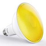 Sunco's PAR38 LED Amber Yellow Light Bulb produces a warm yellow glow that keeps pesky bugs away when the sun goes down.