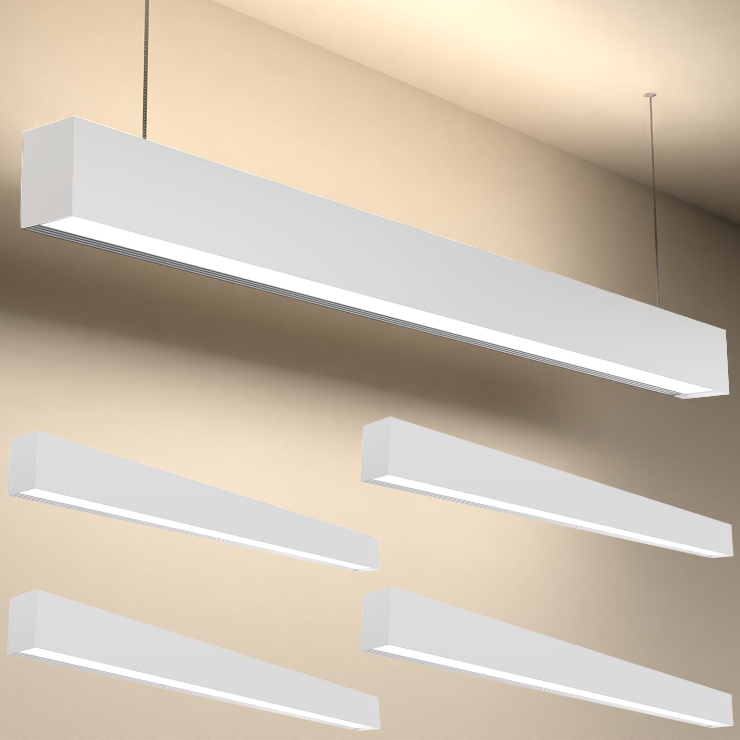 4ft LED Linear Pendant Up/Down Light, White, 57W, 6300 Lumens – Sunco ...