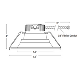 Commercial Recessed LED Lighting, 6 Inch, 22W/15W/10W, Selectable Wattage & CCT, 1800 Lumens