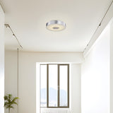 Round LED Brushed Aluminum Ceiling Light, Fusion, Surface Mount, 120-277V, 2600 Lumens