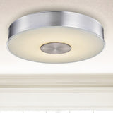 Round LED Brushed Aluminum Ceiling Light, Fusion, Surface Mount, 120-277V, 2600 Lumens
