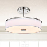 Round LED Satin Nickel Ceiling Light, Sundecor, Semi-Flush Mount, Selectable CCT