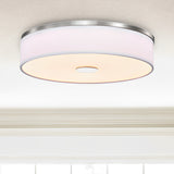 Round LED Satin Nickel Ceiling Light, Sundecor, Surface Mount, Selectable CCT