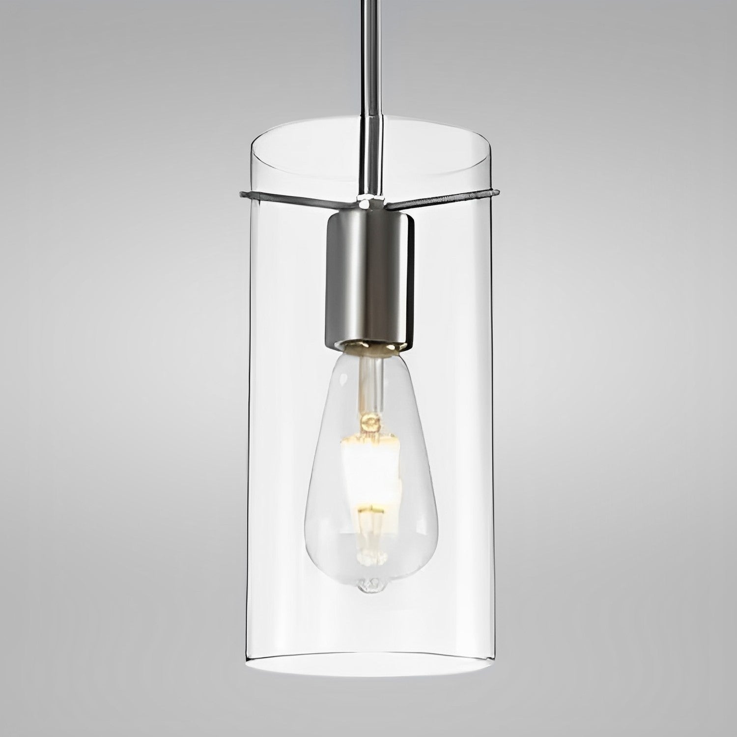 4 3/4" Satin Nickel & Clear Glass LED Mini Pendant Light, P117 Series