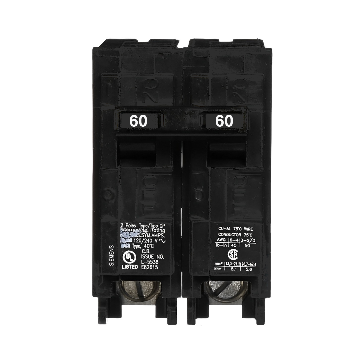 Siemens Q260_6PK 60-Amp Double Pole Circuit Breaker (Pack Of 6) - Type QP For Siemens Load Centers