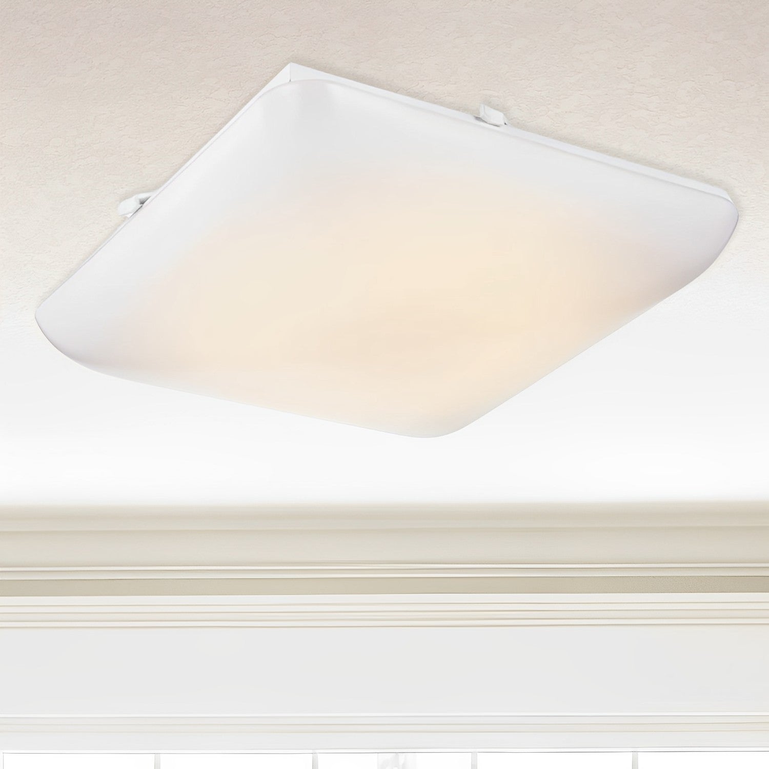 Square LED Puff Ceiling Light, Cloud, White, Surface Mount, 120-277V, 3200 Lumens