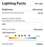 Recessed LED Retrofit Lighting, 4 Inch, Smooth, 660 Lumens, Selectable CCT (2700K-5000K)