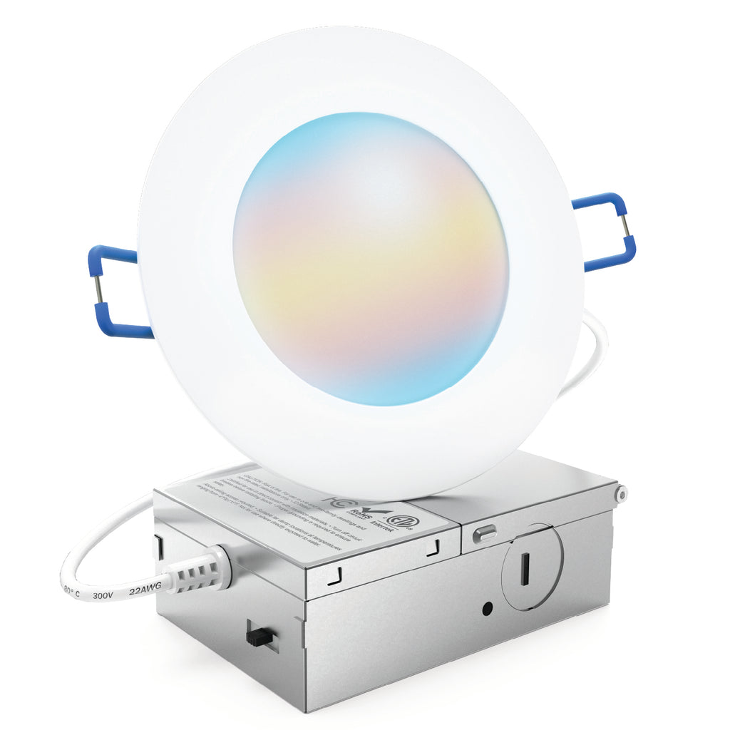 Recessed LED Lighting, 4 Inch, Slim with Metal J-Box, Selectable CCT ...