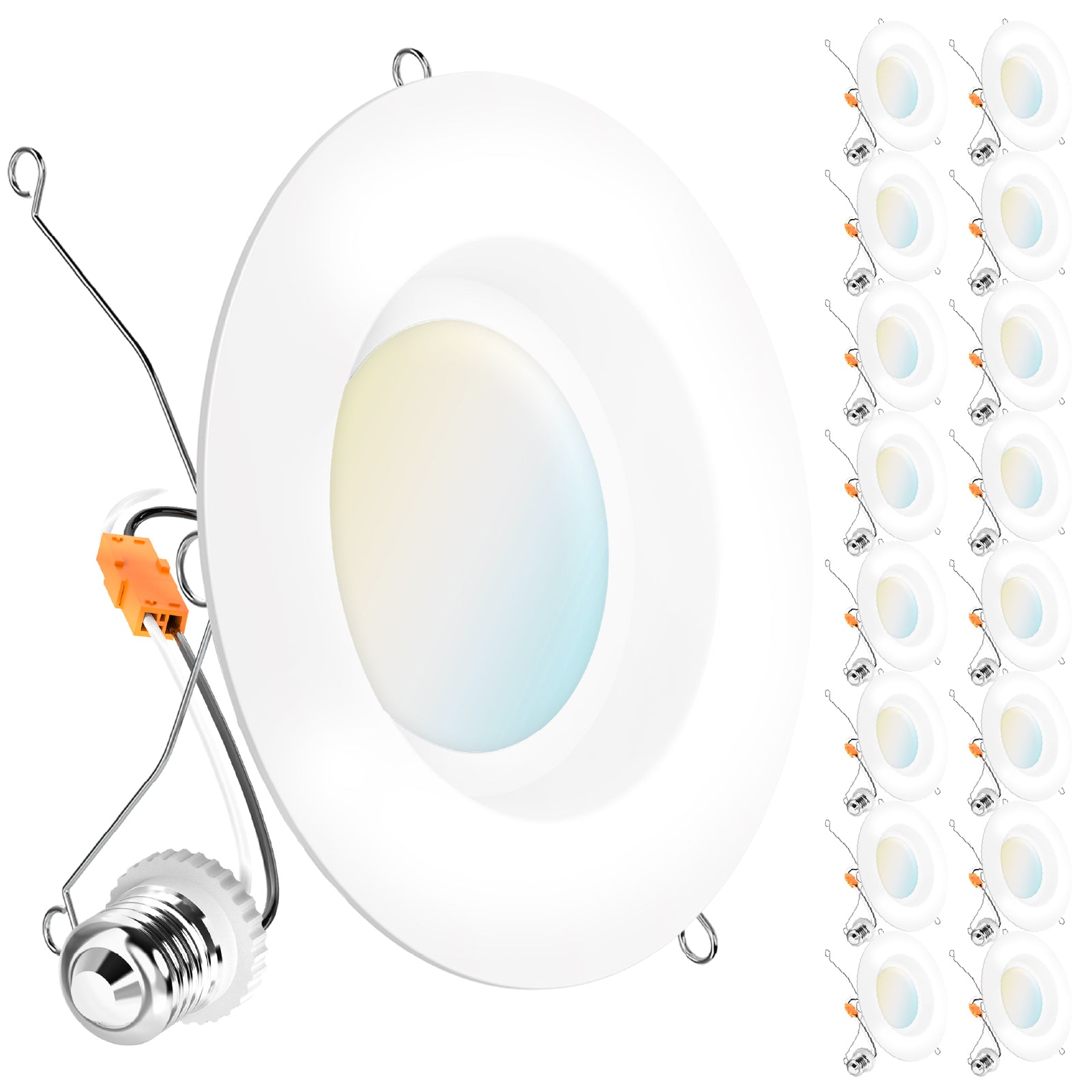 LED Recessed Lighting Kit, 5/6-Inch, Smooth, Damp, 965LM, Selectable ...