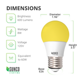 A15 LED Bulb, Yellow Bug Light, 600 Lumens