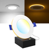 Recessed LED Lighting, 4 Inch, Slim, Wafer Thin, Night Light, Selectable CCT (2700K-5000K), 900 Lumens