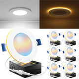 Recessed LED Lighting, 4 Inch, Slim, Wafer Thin, Night Light, Selectable CCT (2700K-6000K), 900 Lumens