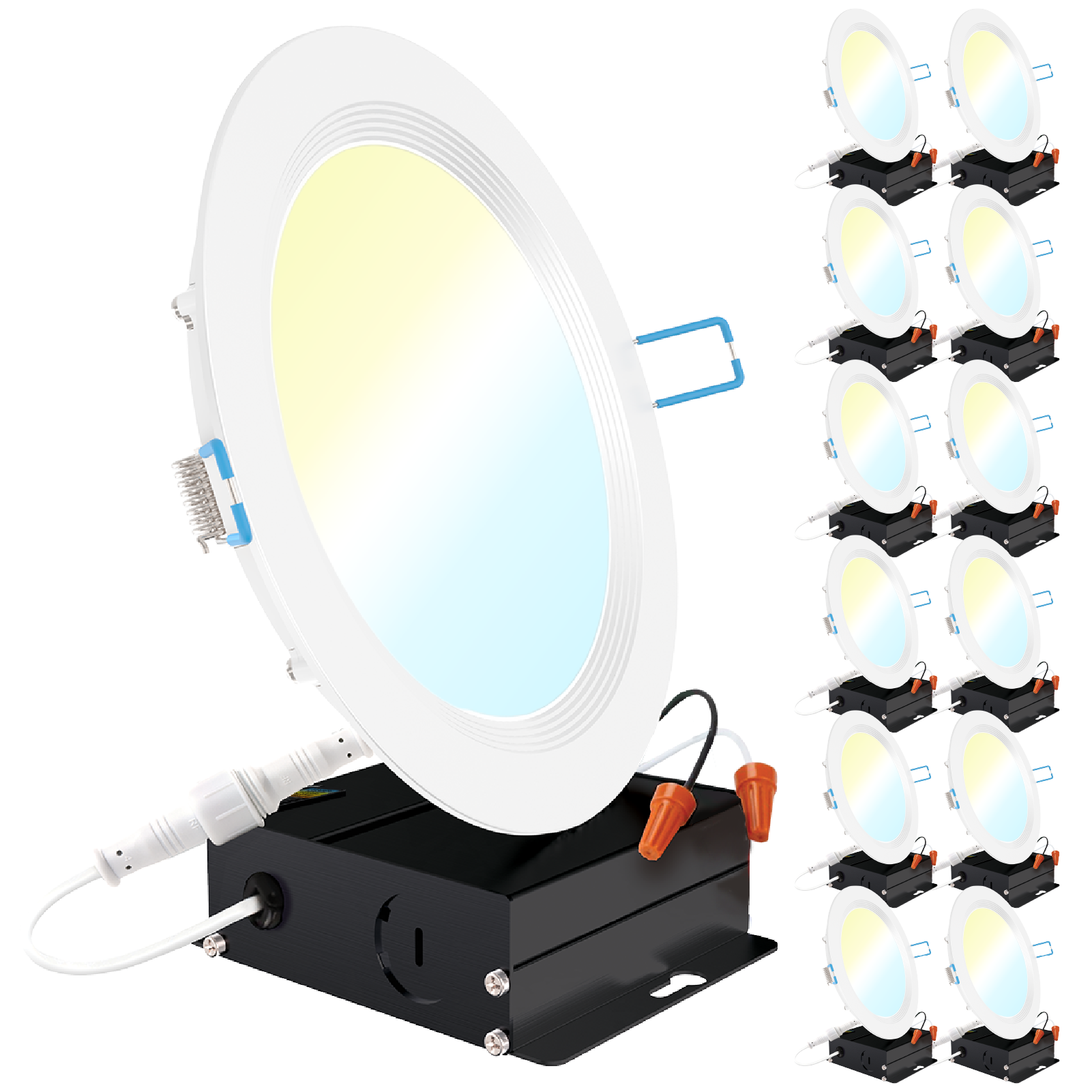 Recessed LED Lighting, 6 Inch, Selectable CCT, Slim, Wafer Thin, Baffle Trim, 850 Lumens