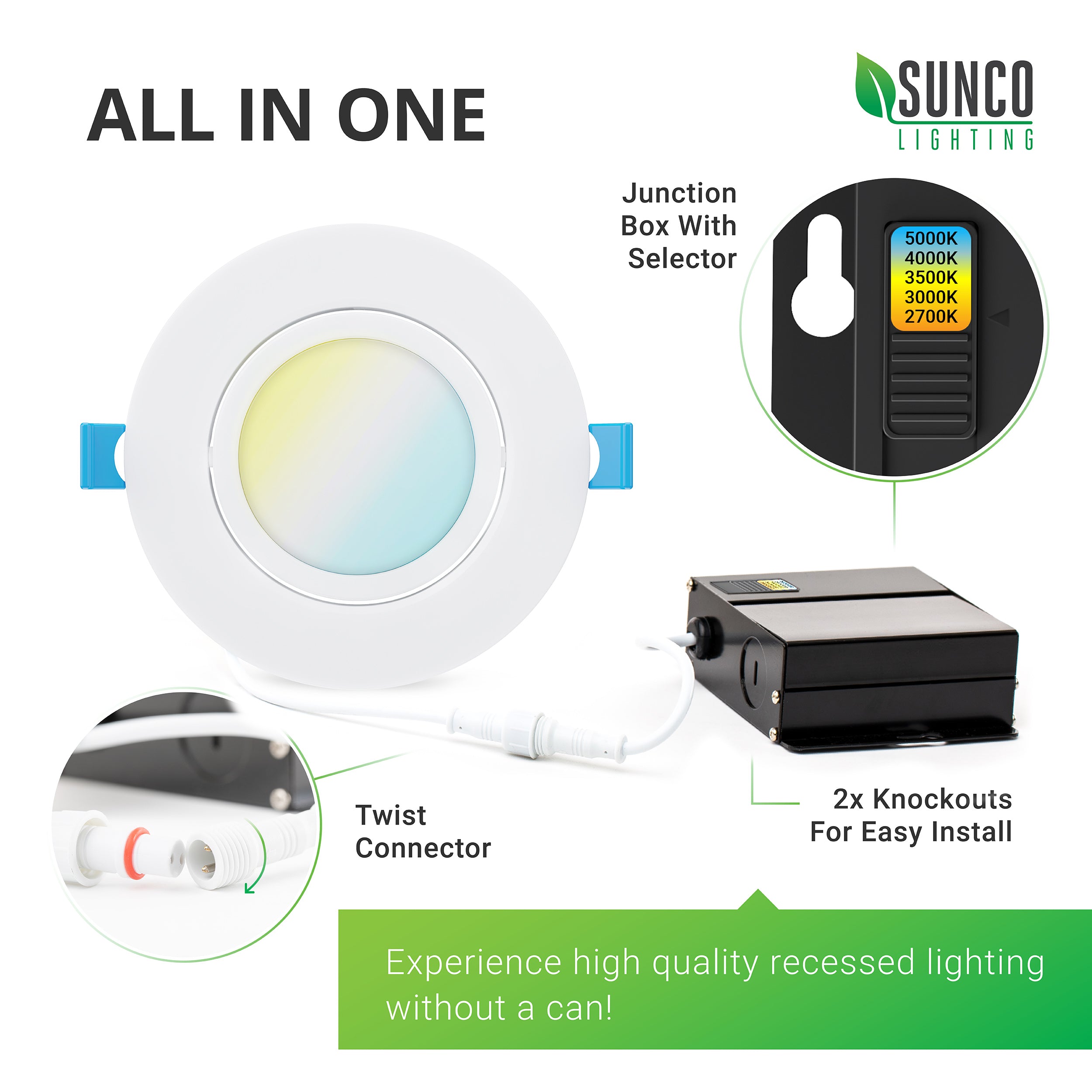 LED Recessed Lighting Kit, 4-Inch, Slim Gimbal, Selectable CCT | LED ...
